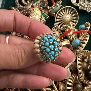 Gold and Turquoise Statement Ring